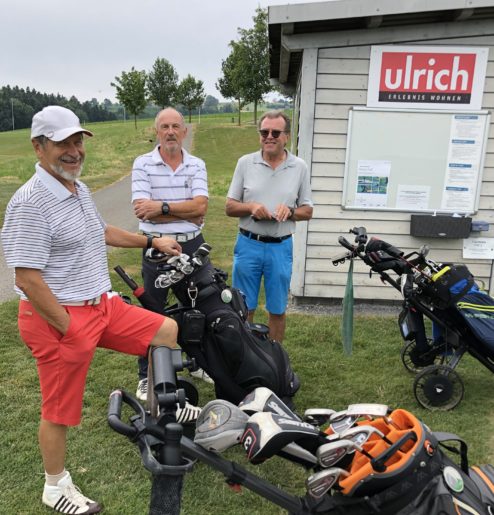 Locker vor dem Start, Ueli Kämpfer (l), Franz Meier (m) und Walter Grüther (r)